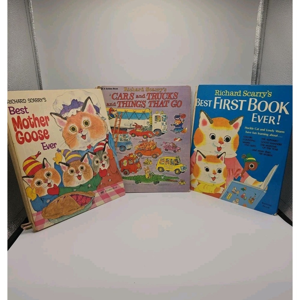 Vintage 1970s Richard Scarry Books Lot 3 Hardcover 1974 1976 1979 Golden Random
